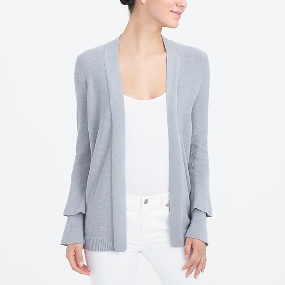 J. Crew Tiered Ruffle Sleeve Cardigan Sweater